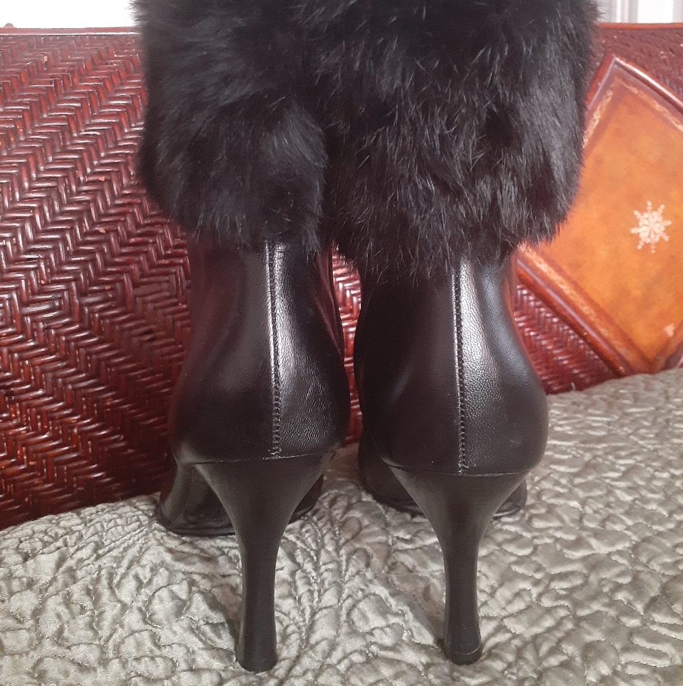 Antonio Melani Fur Trim Leather Boots